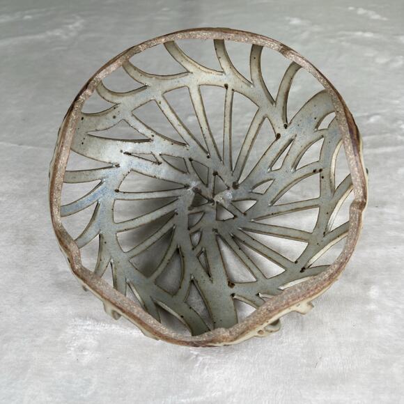 Kris Pixton 6” Studio Art Pottery Luminary Abstract Carved NY Votive Charity - Picture 11 of 13